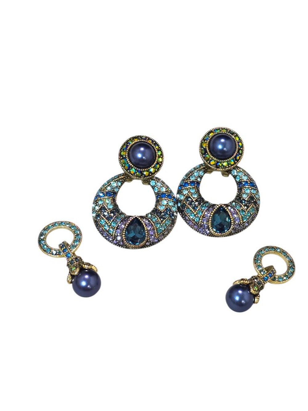 Heidi Daus Gold Plated Blue Crystal Interchangeable Earring Set